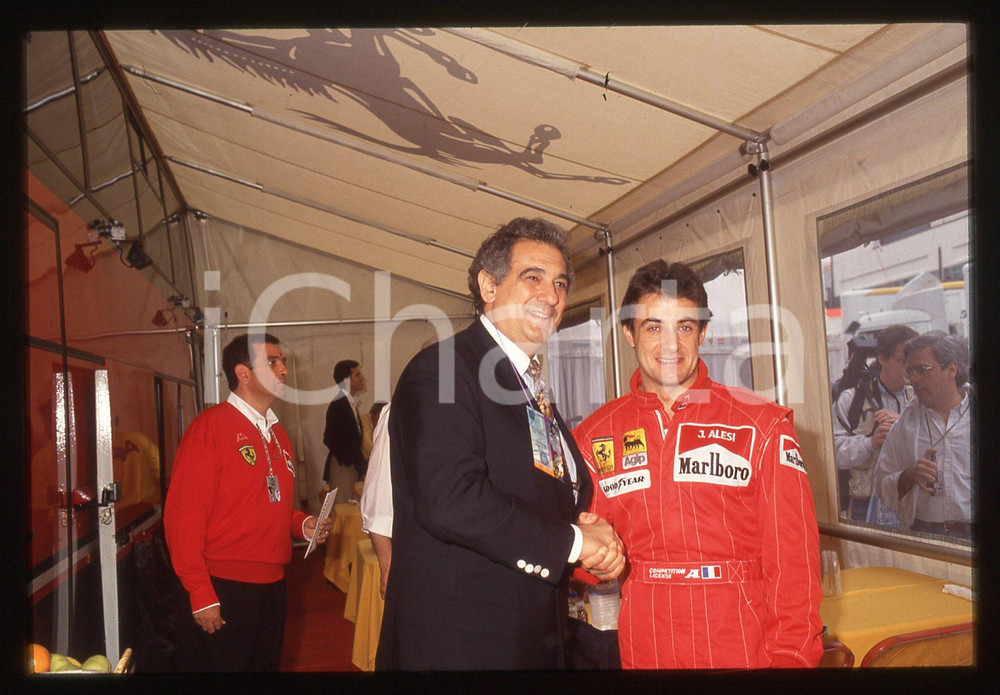 35mm vintage slide* 1993 IMOLA Plácido DOMINGO e Jean ALESI al GP di San Marino