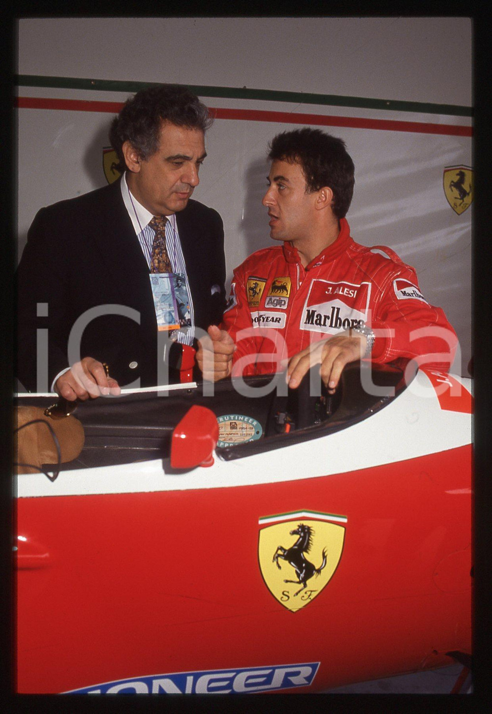 35mm vintage slide* 1993 IMOLA Plácido DOMINGO e Jean ALESI al GP di San Marino*