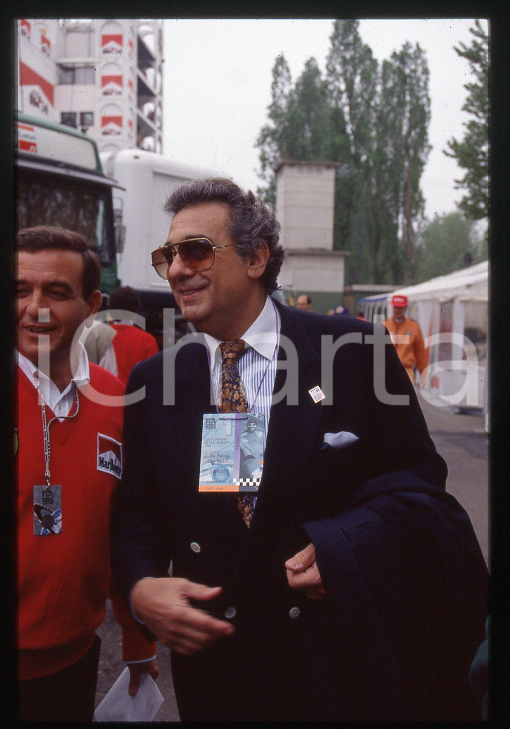 Fotografia d epoca originale 35mm vintage slide 1993 IMOLA  Placido DOMINGO al Gran Premio di San Marino 1