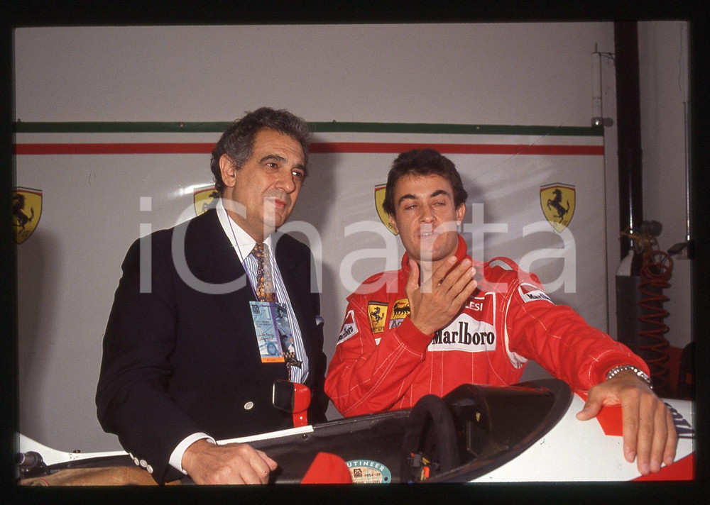 35mm vintage slide* 1993 IMOLA - Plácido DOMINGO e Jean ALESI nei box FERRARI
