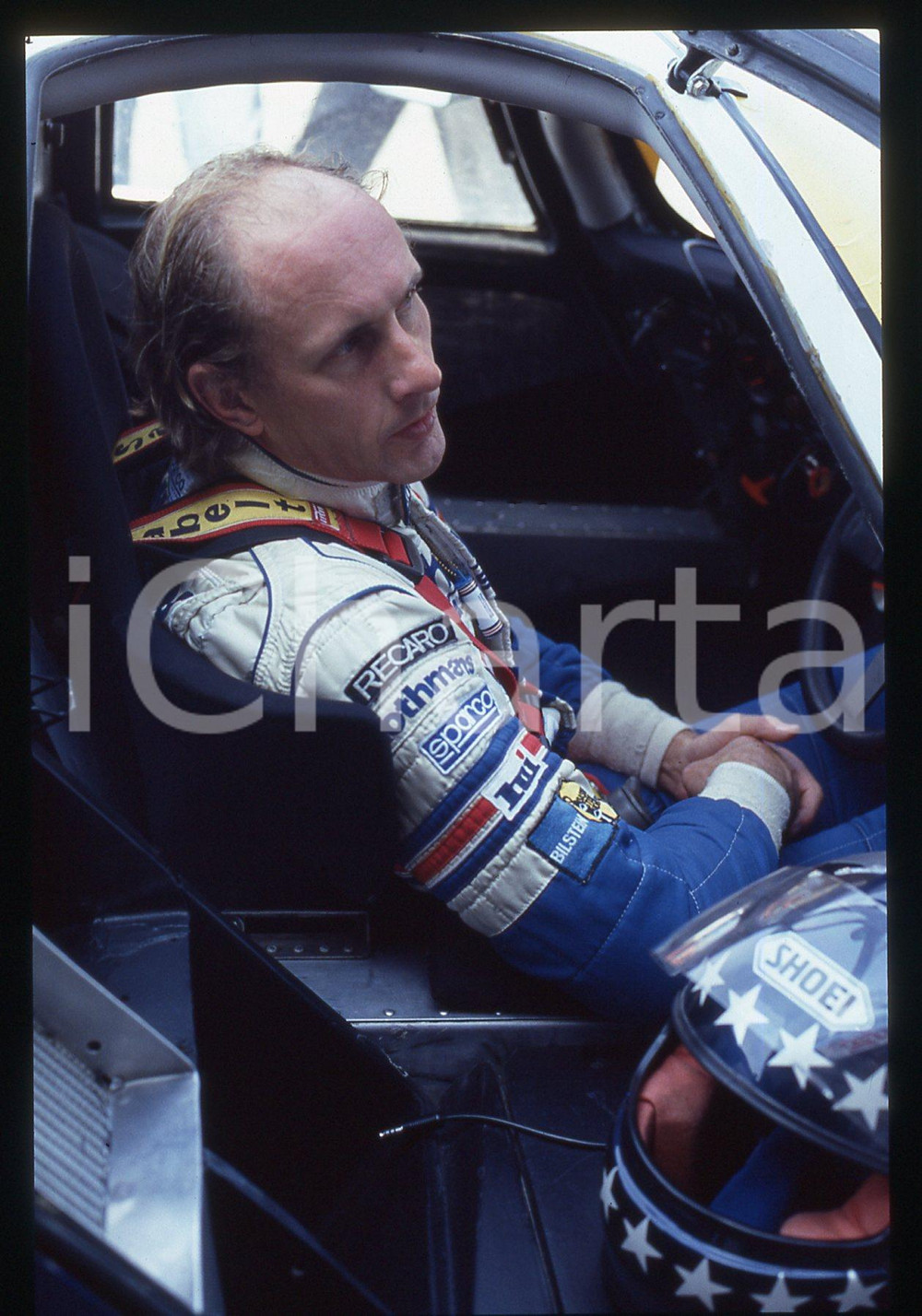 35mm vintage slide*1990ca AUTOMOBILISMO - Hans-Joachim STUCK ritratto pilota (2)
