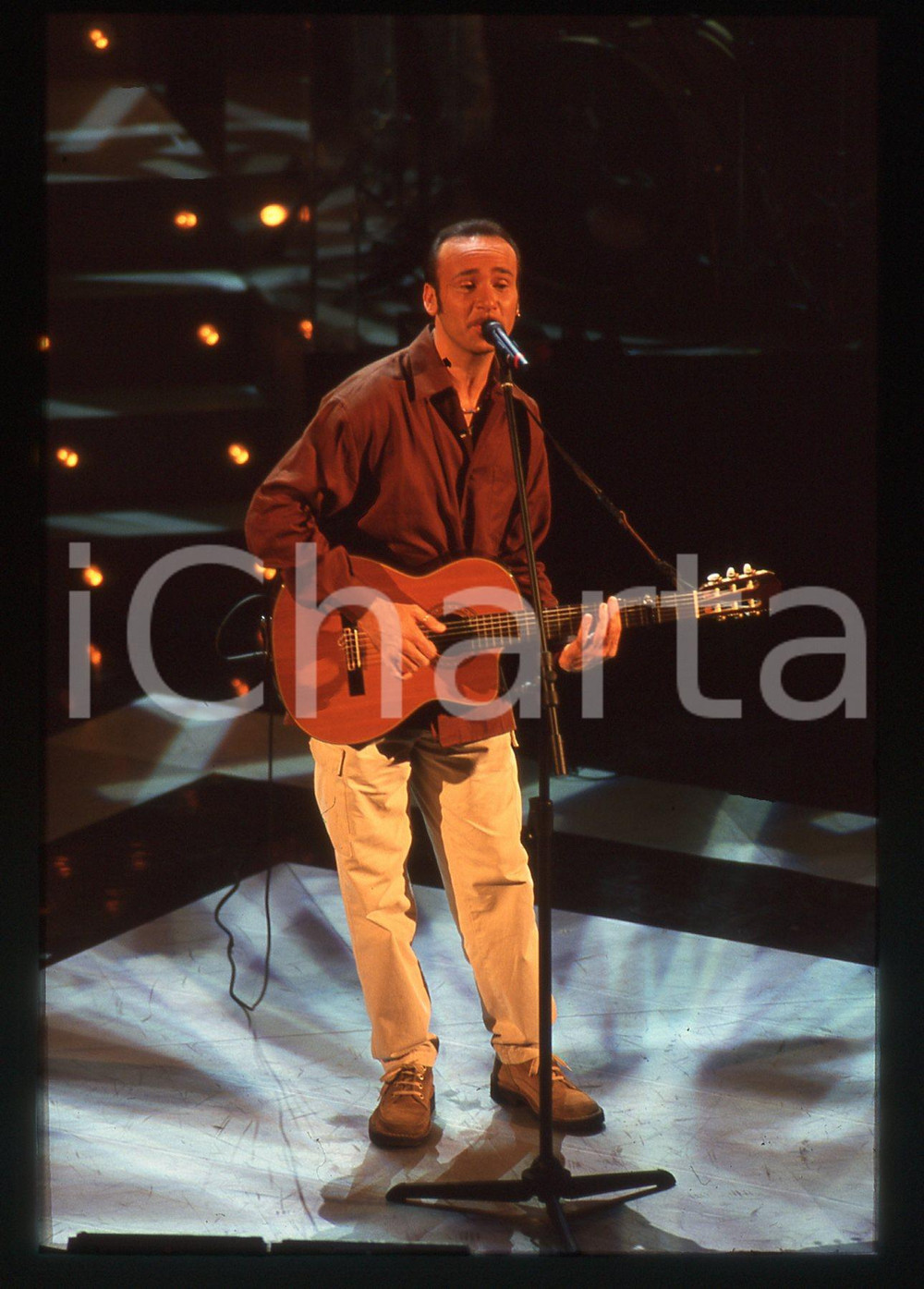 Fotografia d epoca originale 35mm vintage slide 1990ca MUSICA  Mario VENUTI ritratto in concerto 1