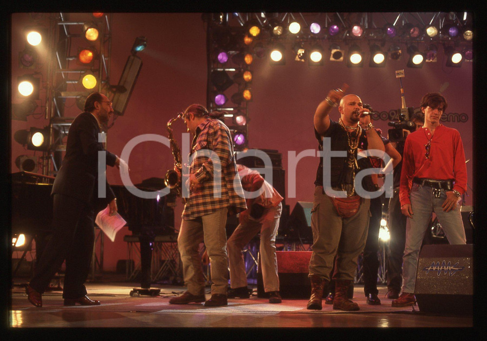 35mm vintage slide* 1994 SANREMO Premio TENCO - Luca Persico 99 POSSE sul palco