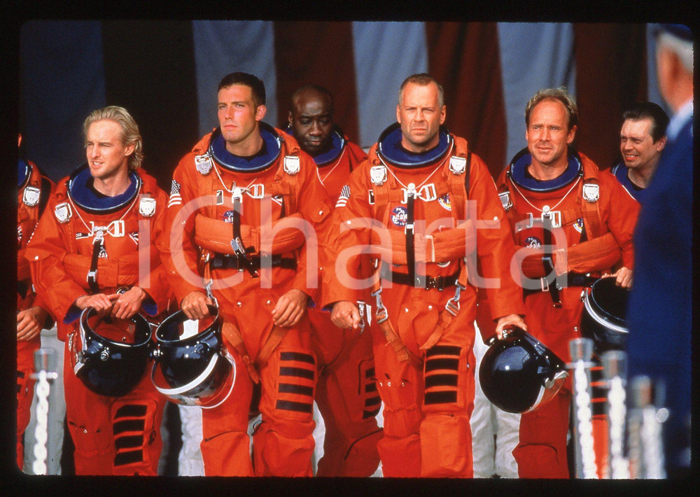 Fotografia d'epoca originale 35mm vintage slide* 1998 Film ARMAGEDDON regia Michael BAY - il cast 1