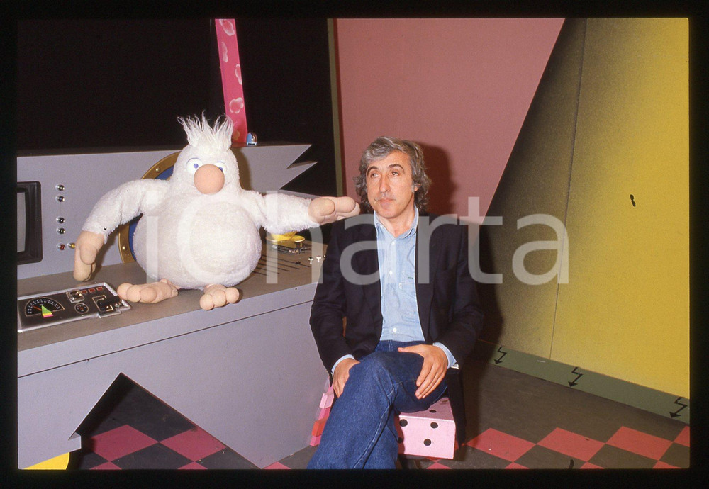 35mm vintage slide* 1987 SLURP di ODEON TV Romano GAROFALO e pupazzo ALFONSO *