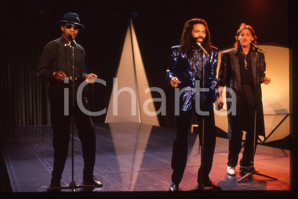 35mm vintage slide* 1986 MUSICA - BAD BOYS BLUE sul set del video LADY BLUE (3)
