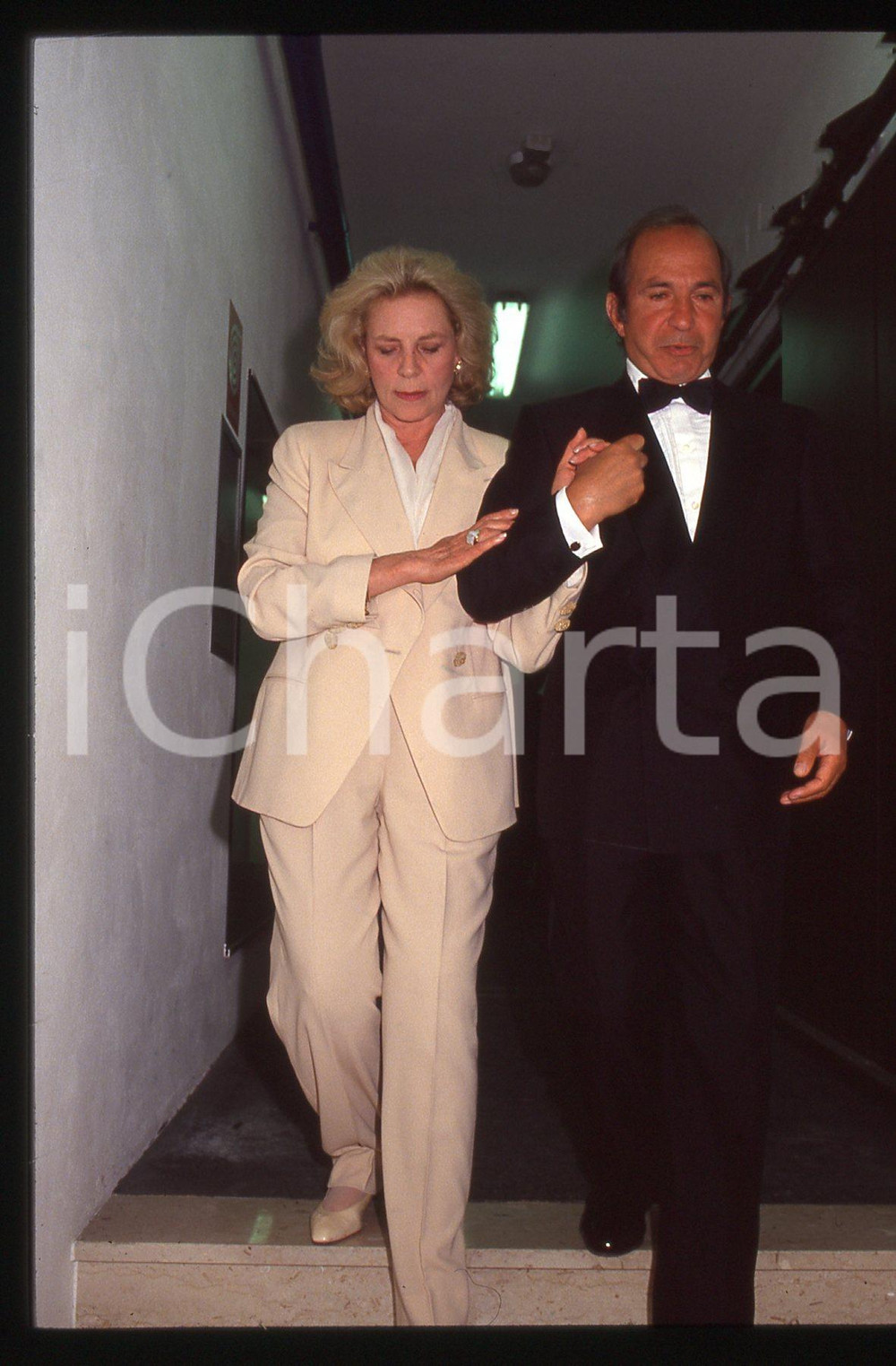 35mm vintage slide*1990 CAMPIONE D'ITALIA Casinò - Lauren BACALL e Ben GAZZARA 2