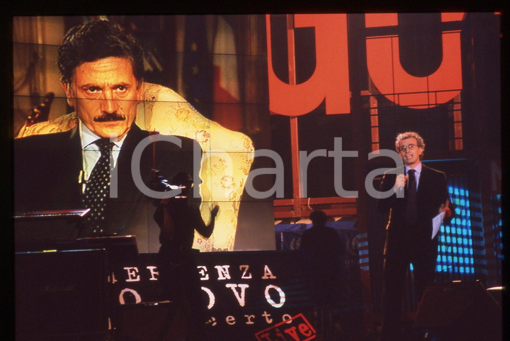 35mm vintage slide* 1998 PINOCCHIO EMERGENZA KOSOVO Gad LERNER Massimo D'ALEMA