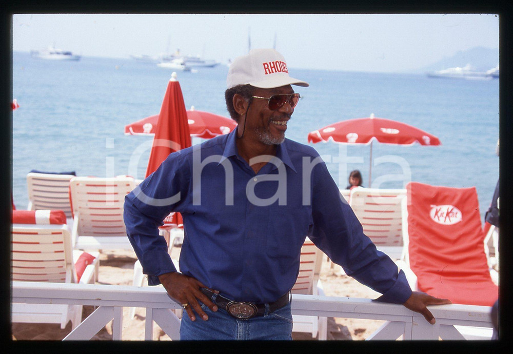 35mm vintage slide* 2000 CANNES Morgan FREEMAN al Festival con film BETTY LOVE 4