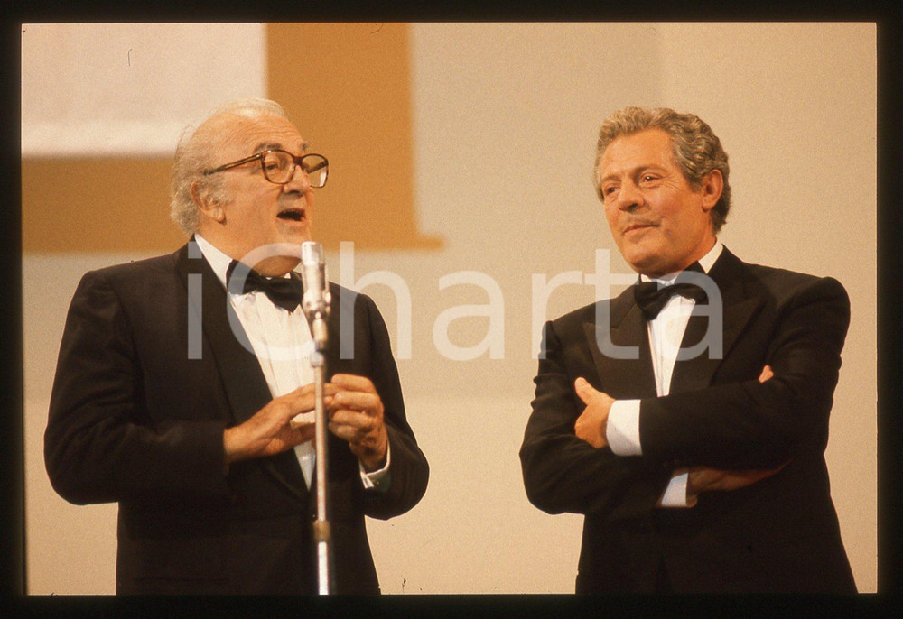 35mm vintage slide* 1990ca CINEMA - Federico FELLINI e Marcello MASTROIANNI