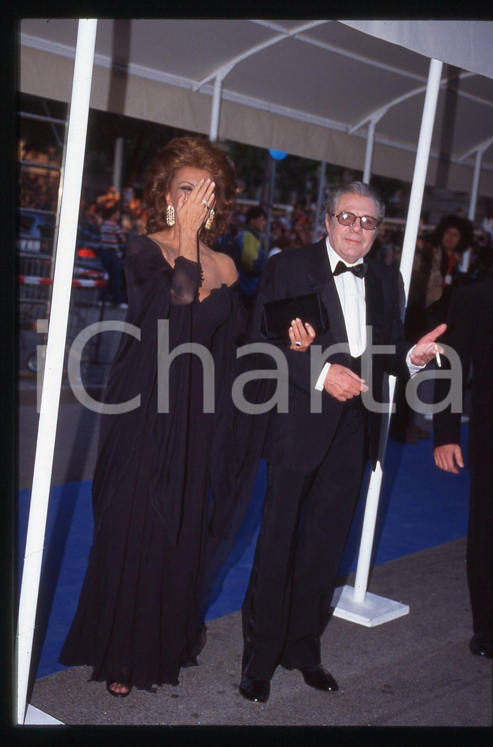 35mm vintage slide* 1995 MILANO - Sophia LOREN Marcello MASTROIANNI ai TELEGATTI