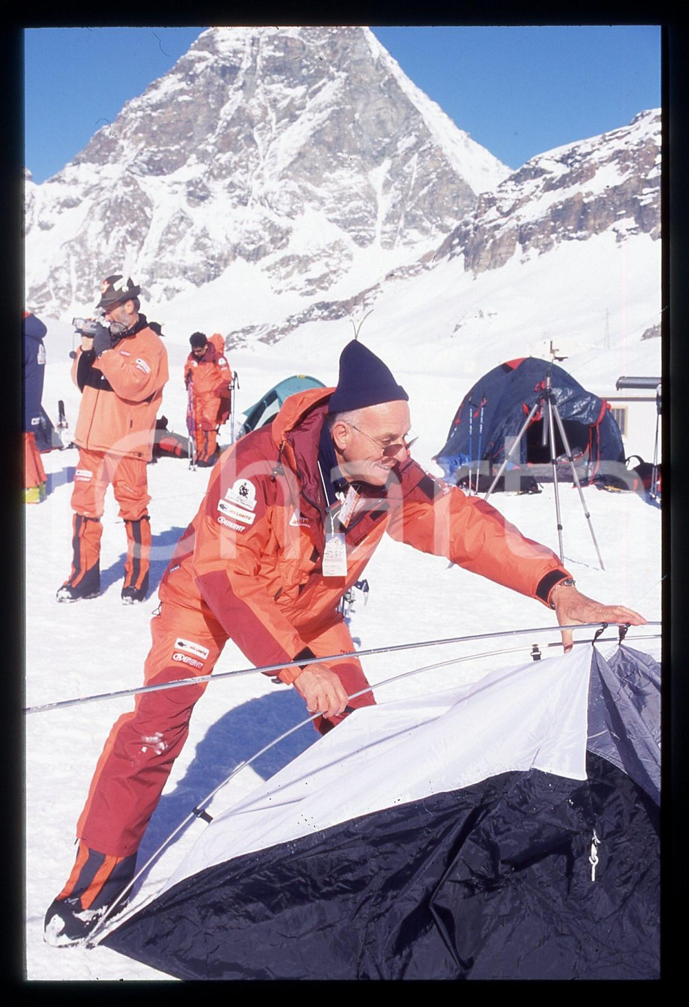 35mm vintage slide* 2001 CERVINIA - Monsignor Liberio ANDREATTA al campo base 3