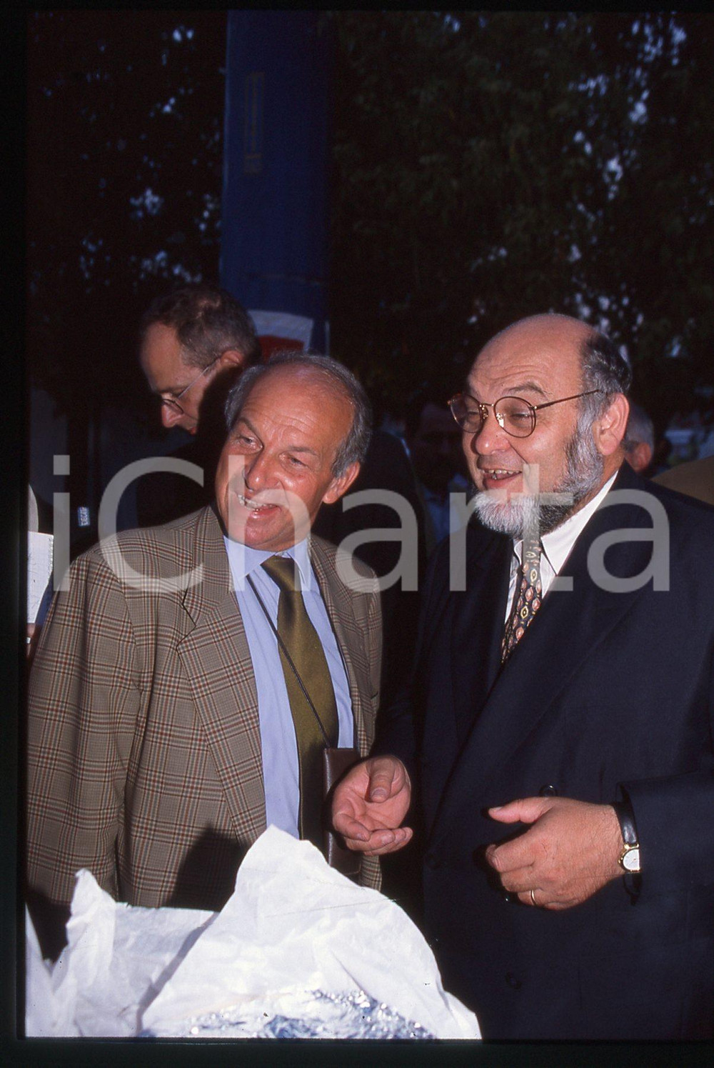 35mm vintage slide* 1998 POLITICA - PRC Fausto BERTINOTTI con PCF Robert HUE (2)