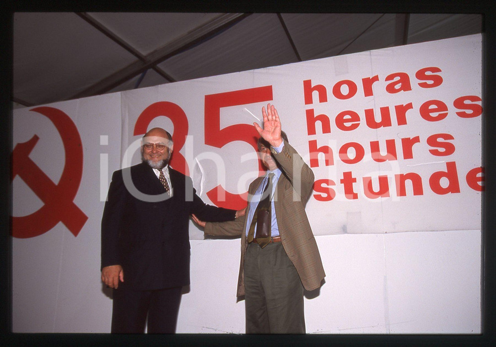 35mm vintage slide* 1998 POLITICA - PRC Fausto BERTINOTTI con PCF Robert HUE (3)