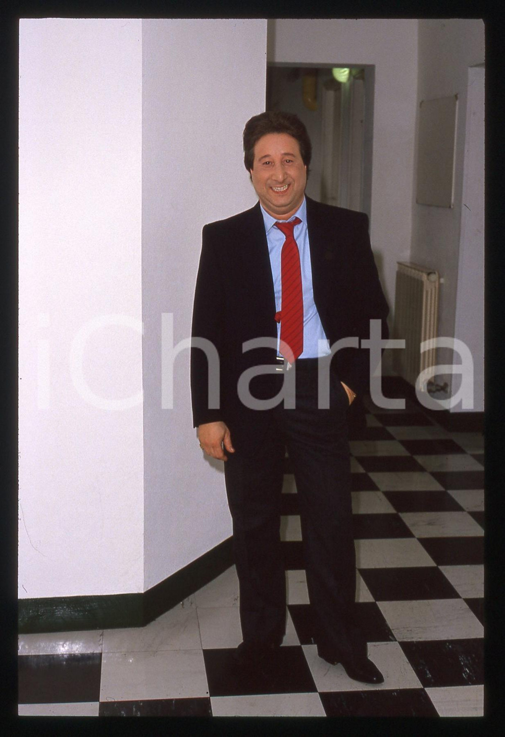 Fotografia d'epoca originale 35mm vintage slide* 1989 ODIENS Canale 5 Alvaro VITALI ospite del programma (7) 1