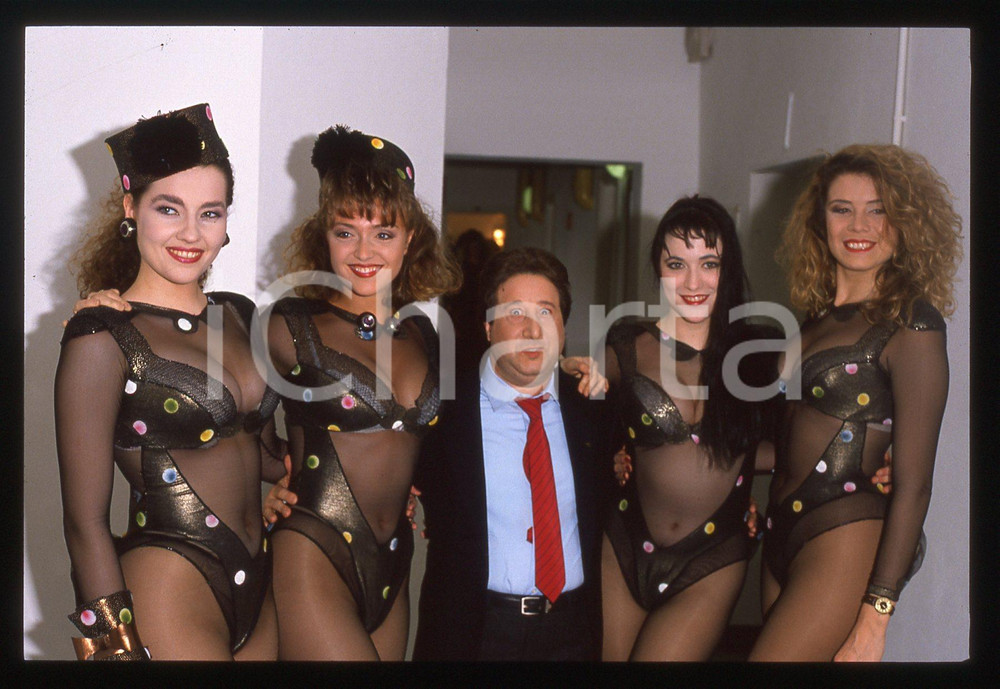 Fotografia d'epoca originale 35mm vintage slide* 1989 ODIENS Alvaro VITALI con Paola BARALE e le LITTORINE *9 1