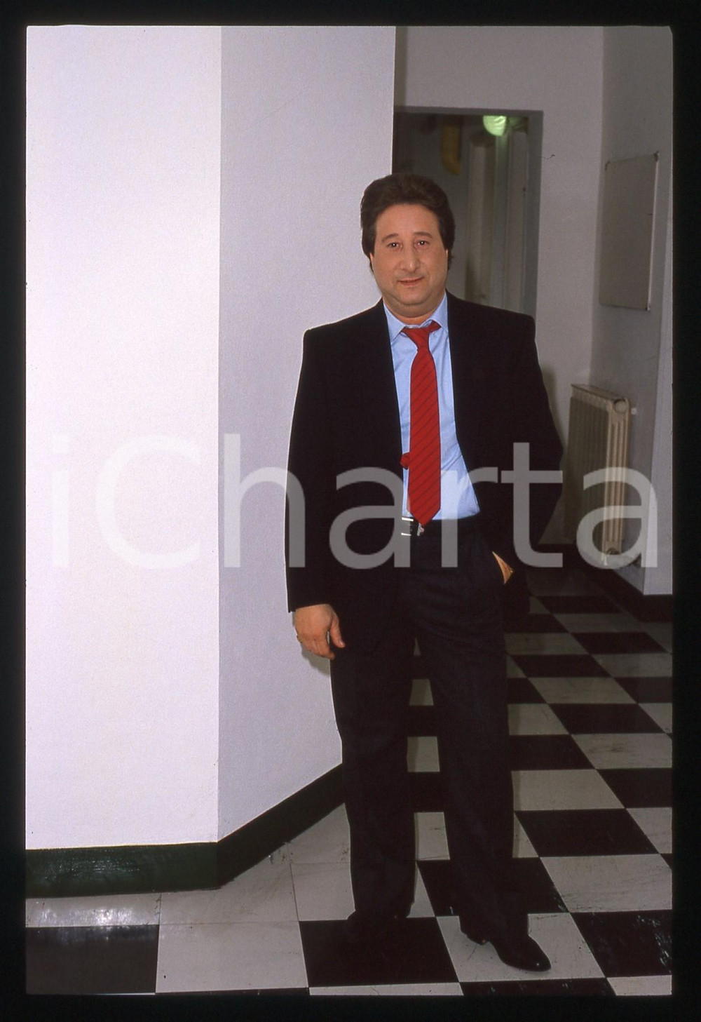 Fotografia d'epoca originale 35mm vintage slide* 1989 ODIENS Canale 5 Alvaro VITALI ospite del programma (8) 1