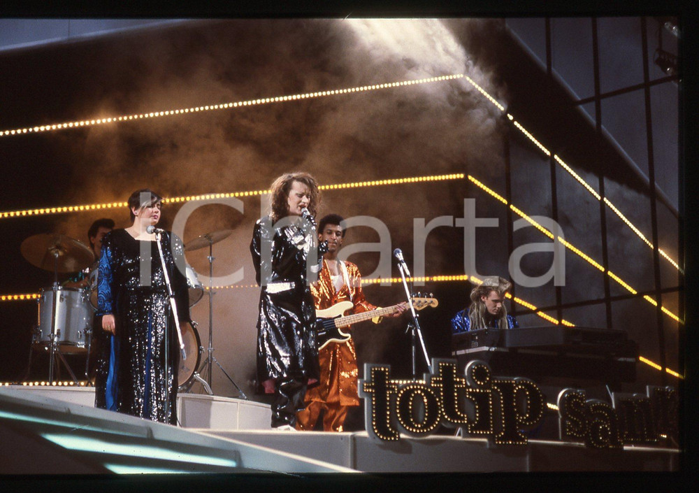 Fotografia d epoca originale 35mm vintage slide 1984 Festival SANREMO Boy GEORGE CULTURE CLUB in VICTIMS 7 1