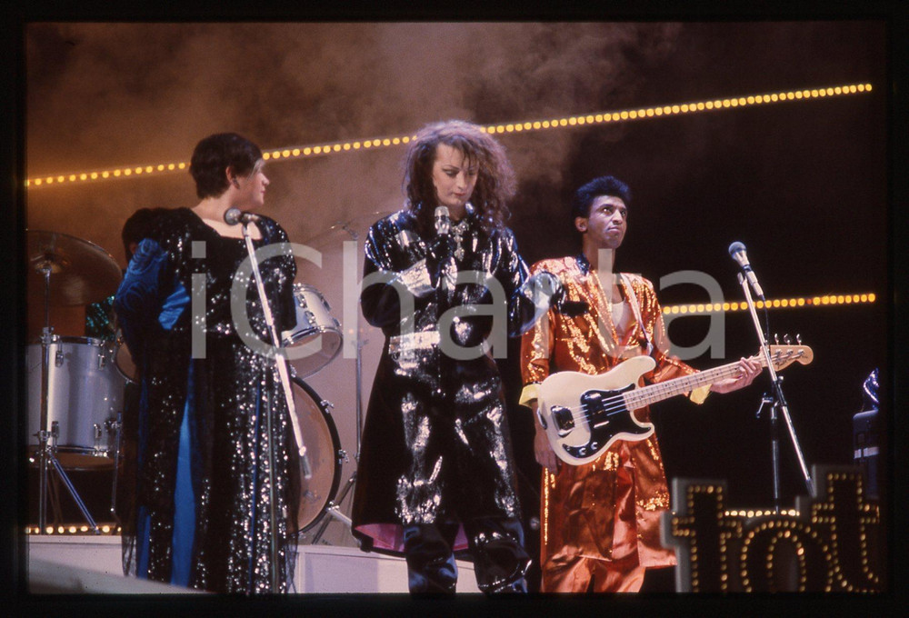 Fotografia d epoca originale 35mm vintage slide 1984 Festival SANREMO Boy GEORGE CULTURE CLUB in VICTIMS 10 1