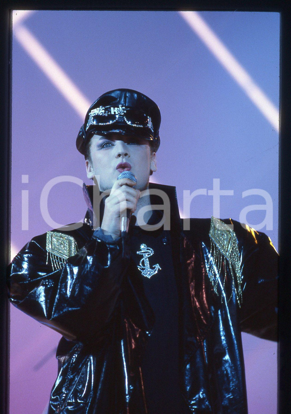 Fotografia d epoca originale 35mm vintage slide 1985 SAINT VINCENT  Boy GORGE CULTURE CLUB in LOVE IS LOVE 1