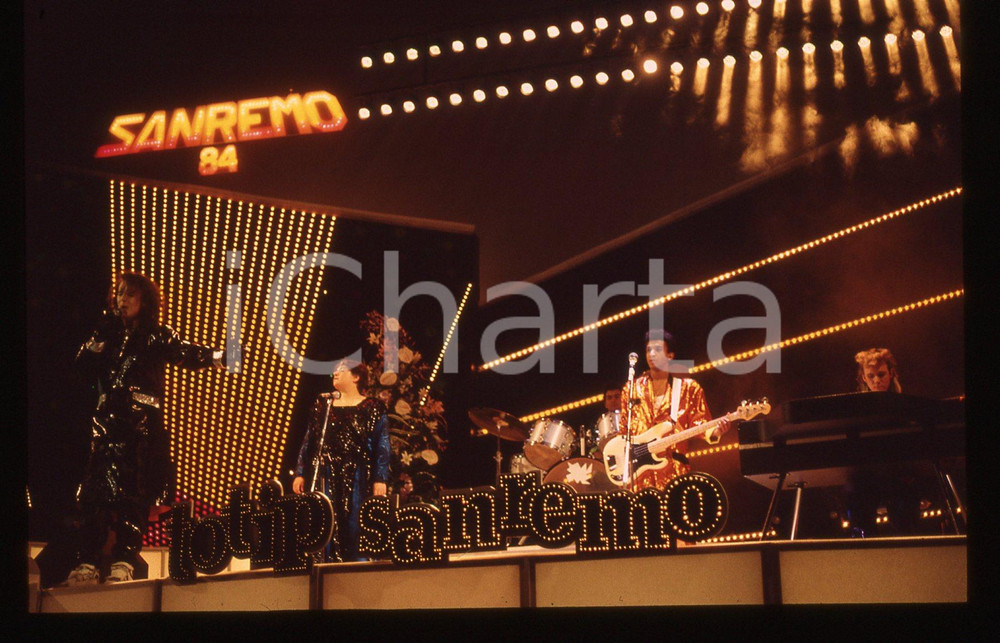Fotografia d epoca originale 35mm vintage slide 1984 Festival SANREMO Boy GEORGE CULTURE CLUB in VICTIMS 22 1