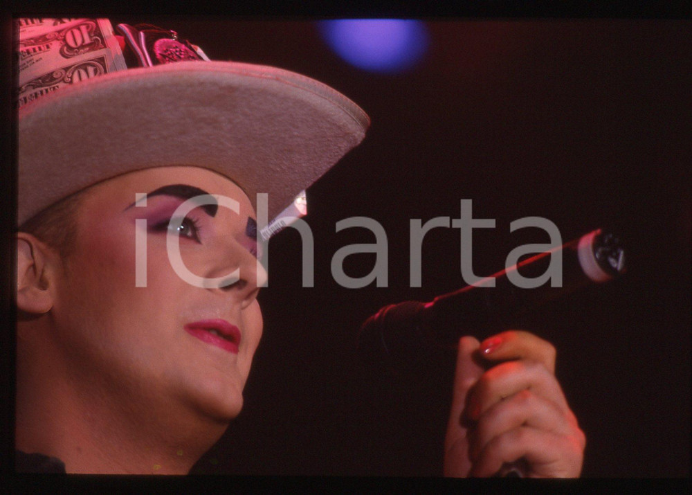 Fotografia d epoca originale 35mm vintage slide 1987 FIRENZE Boy GEORGE durante un concerto del tour SOLD 2 1