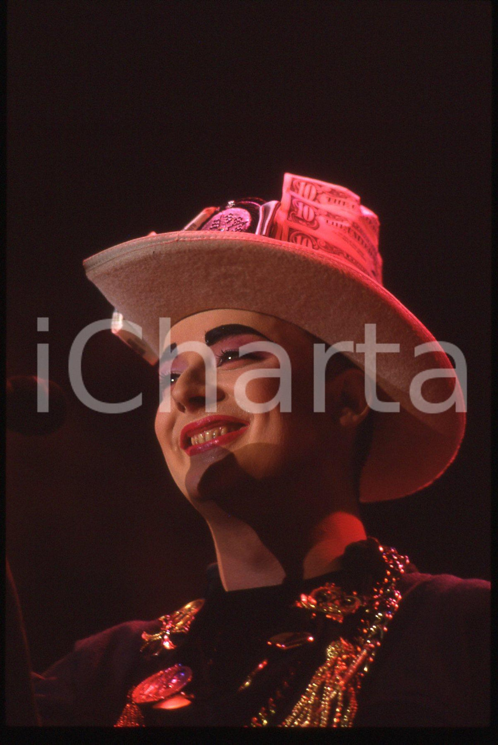 Fotografia d epoca originale 35mm vintage slide 1987 FIRENZE Boy GEORGE durante un concerto del tour SOLD 4 1