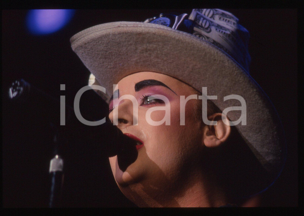 35mm vintage slide* 1987 FIRENZE Boy GEORGE durante un concerto del tour SOLD 20