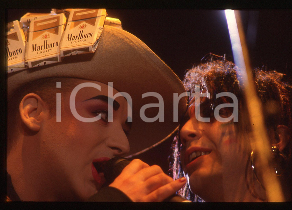 35mm vintage slide* 1987 FIRENZE Boy GEORGE durante un concerto del tour SOLD 21