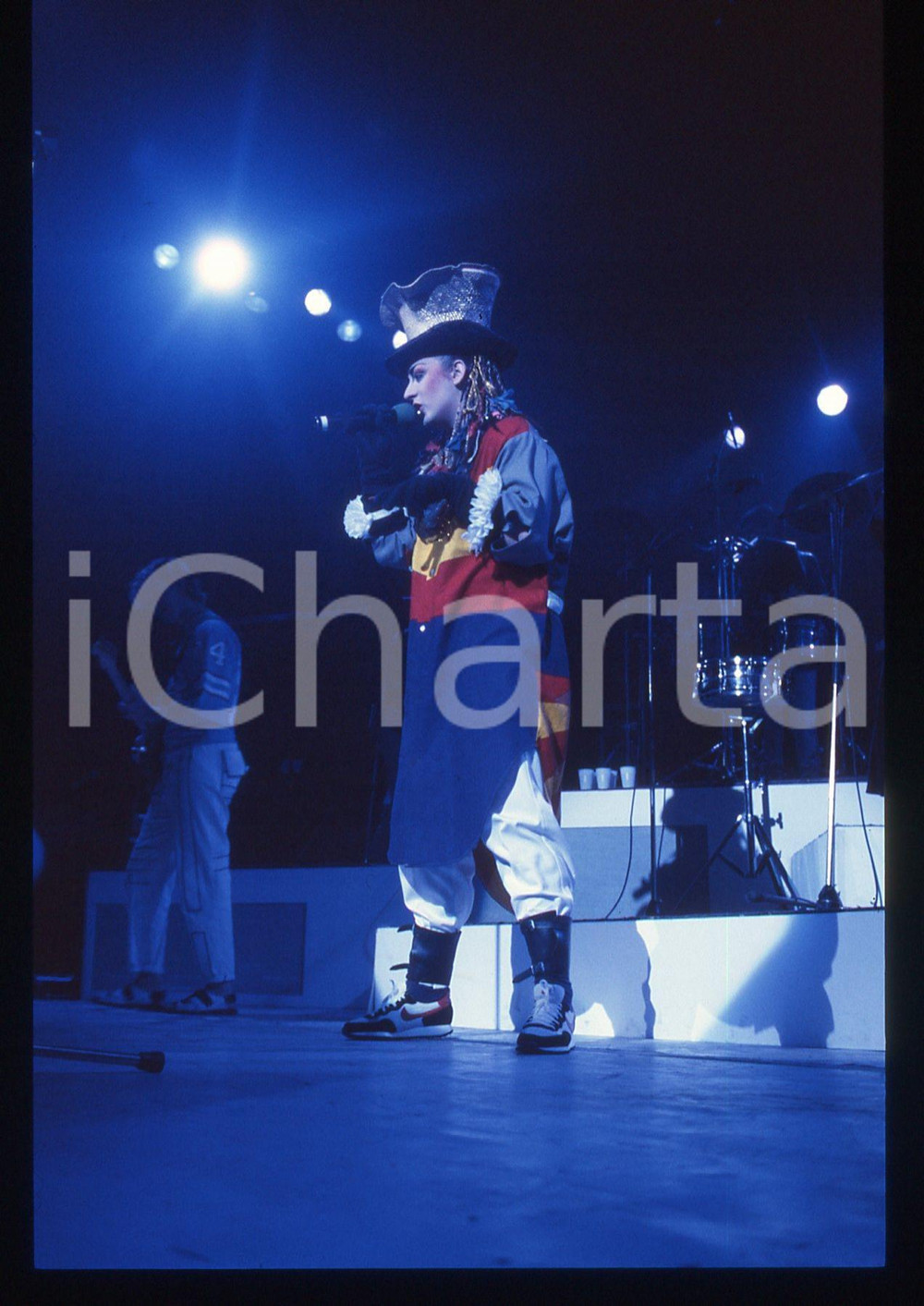 Fotografia d epoca originale 35mm vintage slide 1983 MUSICA Boy GEORGE e CULTURE CLUB live in concerto 3 1