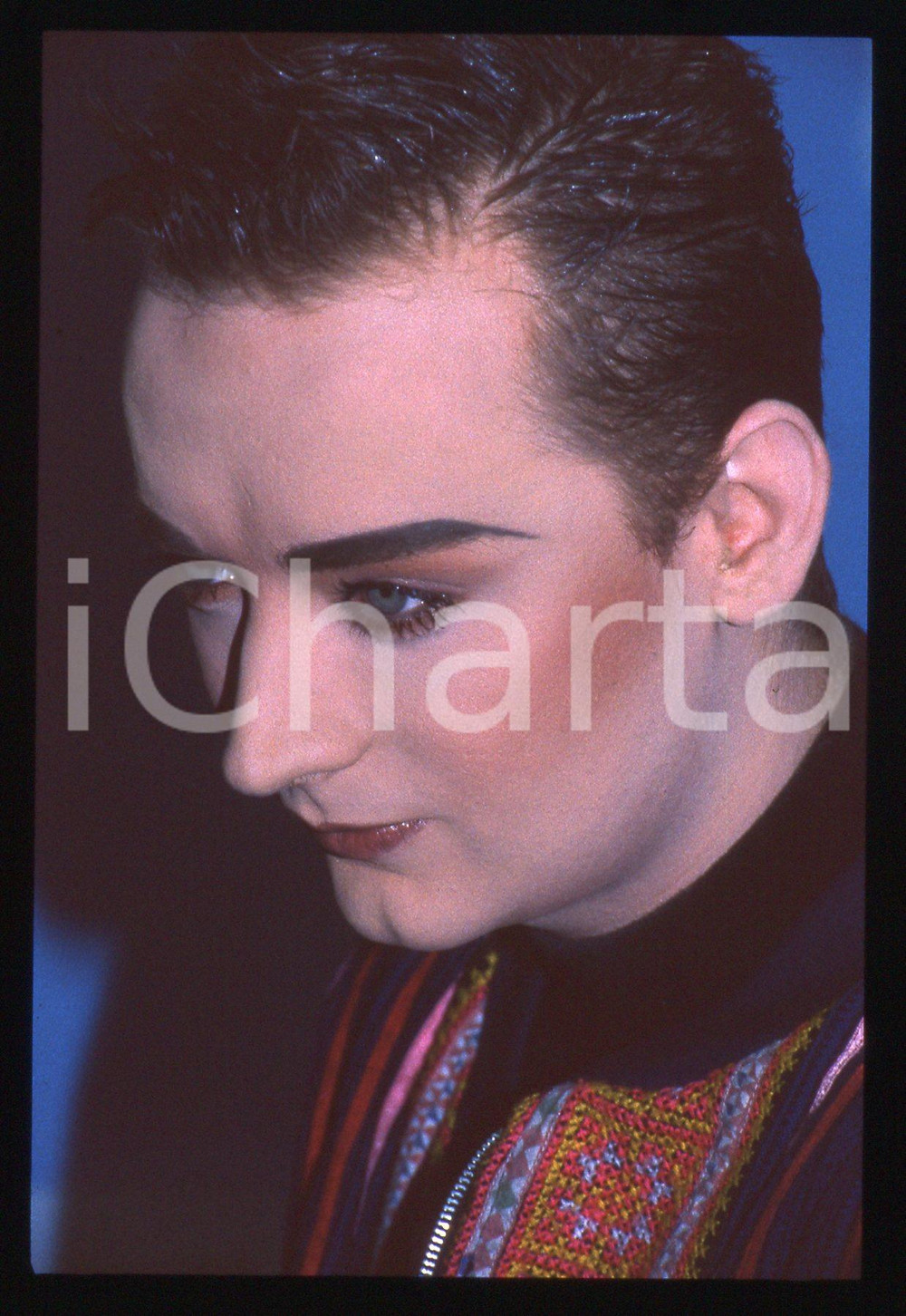 Fotografia d epoca originale 35mm vintage slide 1990ca ITALIA MUSICA Boy GEORGE Ritratto del cantante 2 1