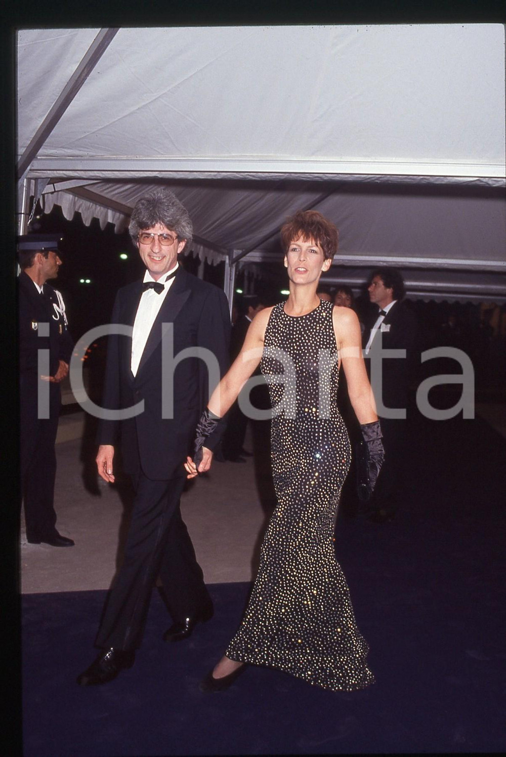 35mm vintage slide* 1992 Festival di CANNES Jamie LEE CURTIS e René CLEITMAN *7