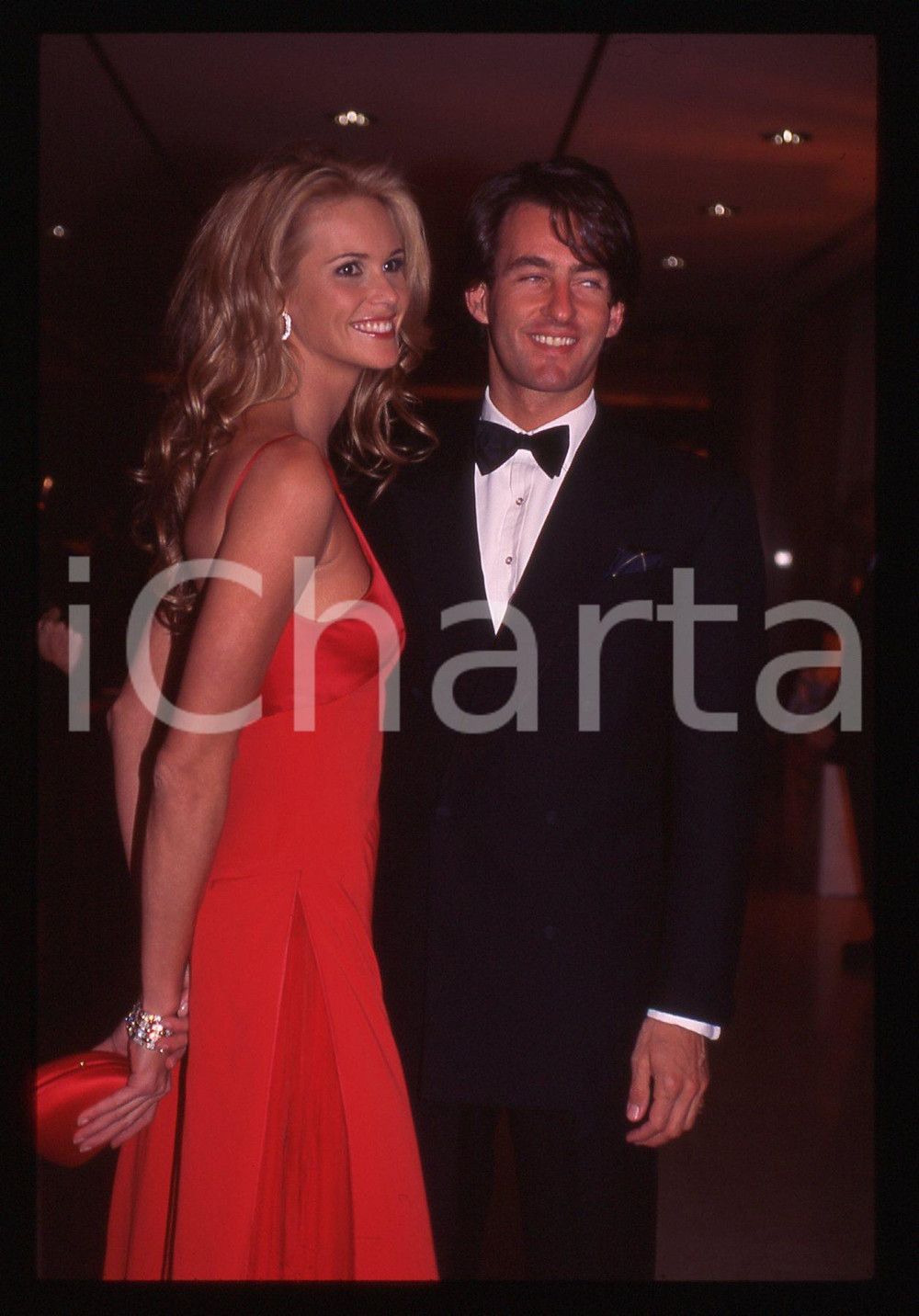 35mm vintage slide* 1995ca MODA Elle MACPHERSON e Tim JEFFRIES ad un evento