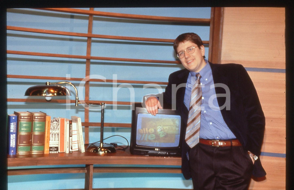 35mm vintage slide* 1998 RAI 3 Mario GIORDANO conduce DALLE VENTI ALLE VENTI