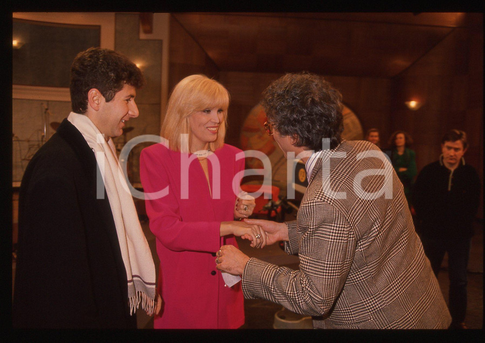 35mm vintage slide* 1988 RAI 3 Fabio FAZIO Amanda LEAR programma MAI DIRE MAI *