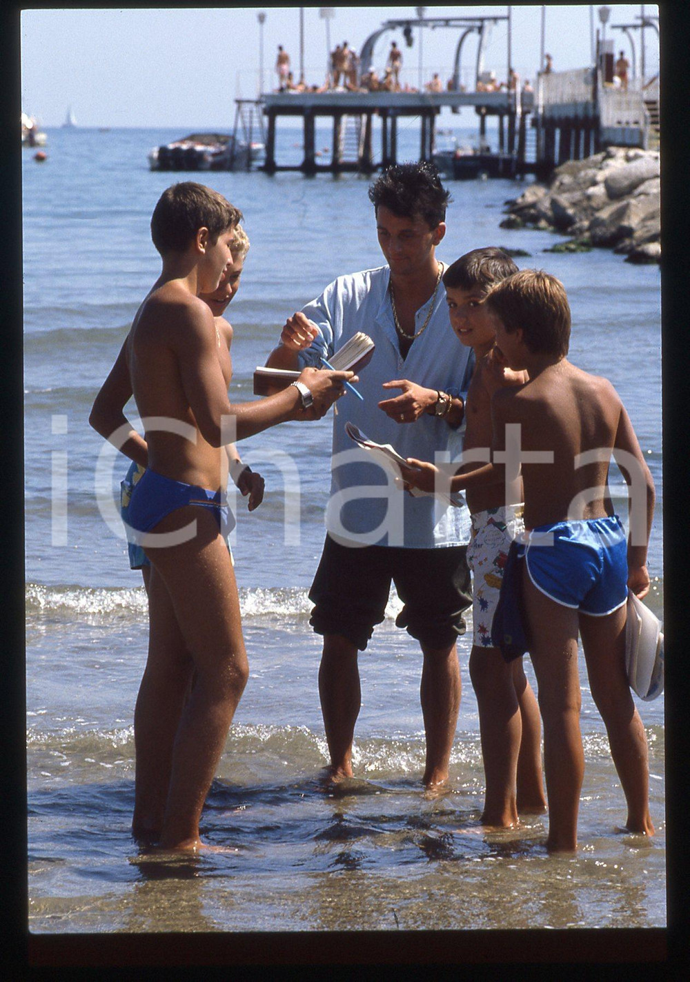 35mm vintage slide* 1985ca ITALIA CINEMA Nik NOVECENTO firma autografi ai fan 