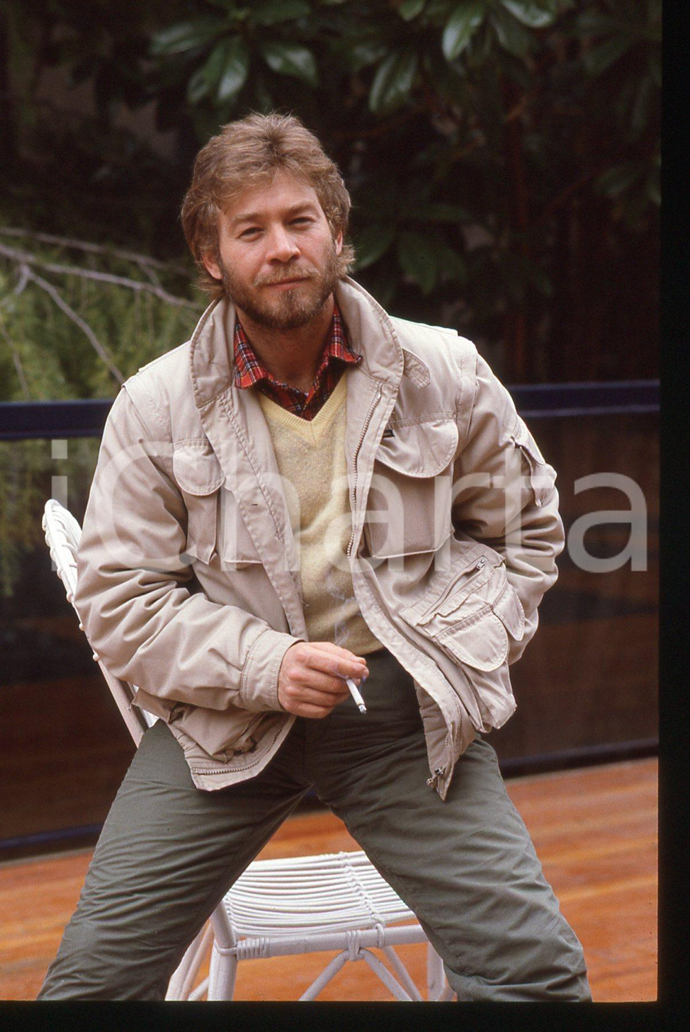 35mm vintage slide* 1985ca ITALIA CINEMA Christian FREMONT fuma una sigaretta *2