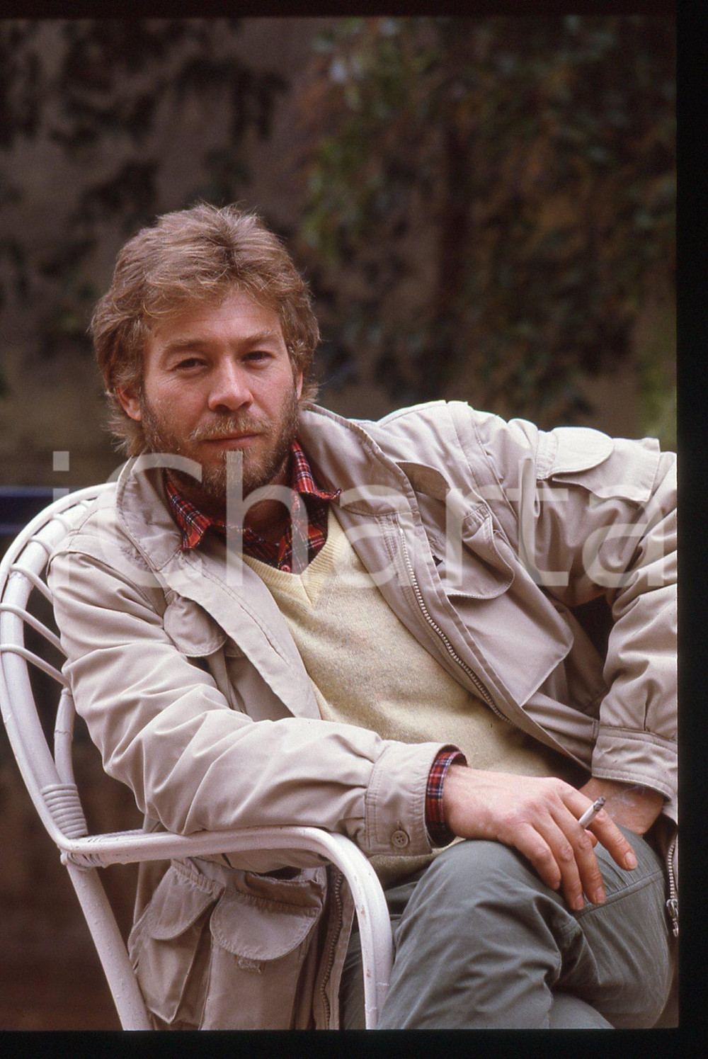 35mm vintage slide* 1985ca ITALIA CINEMA Christian FREMONT fuma una sigaretta *3