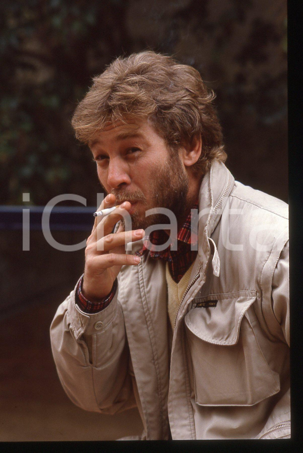 35mm vintage slide* 1985ca ITALIA CINEMA Christian FREMONT fuma una sigaretta *7
