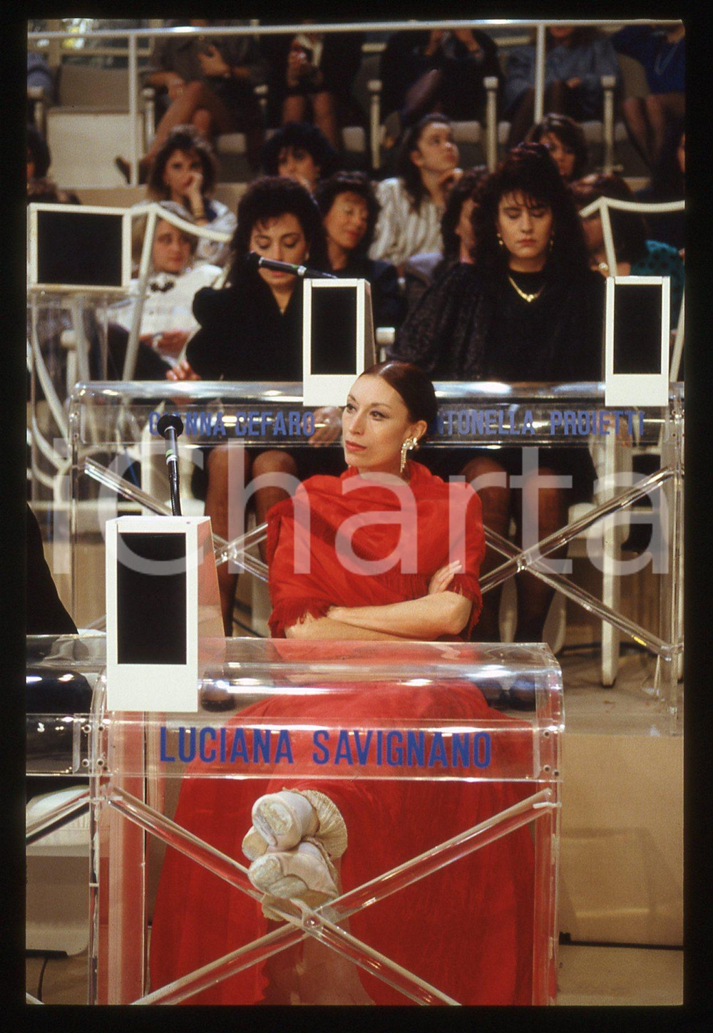 35mm vintage slide* 1989 CANALE 5 Luciana SAVIGNANO ospite a IL PRINCIPE AZZURRO