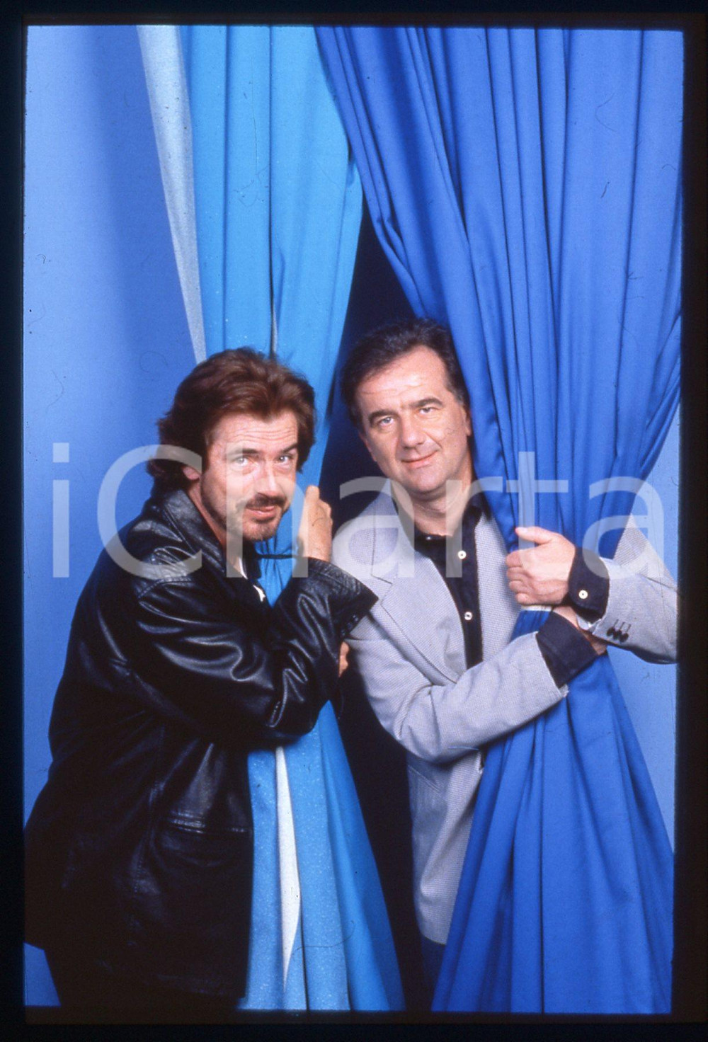 35mm vintage slide* 1998 Tullio SOLENGHI e Gene GNOCCHI a STRISCIA LA NOTIZIA *6