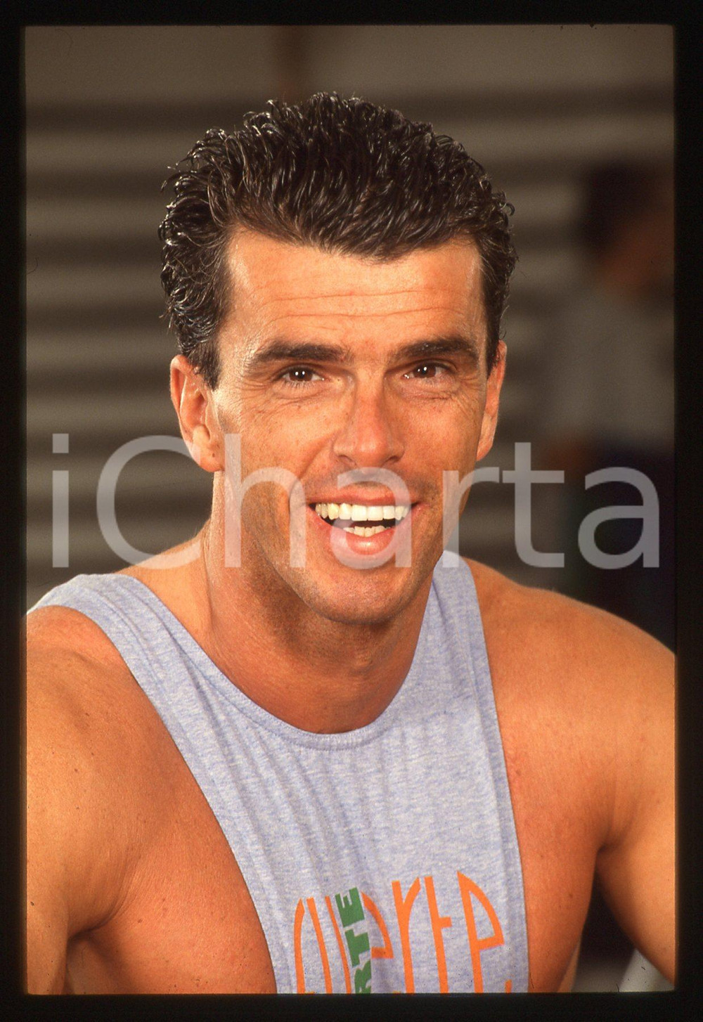 35mm vintage slide* 1990ca ITALIA COSTUME Edoardo SOLDO ritratto in palestra (5)