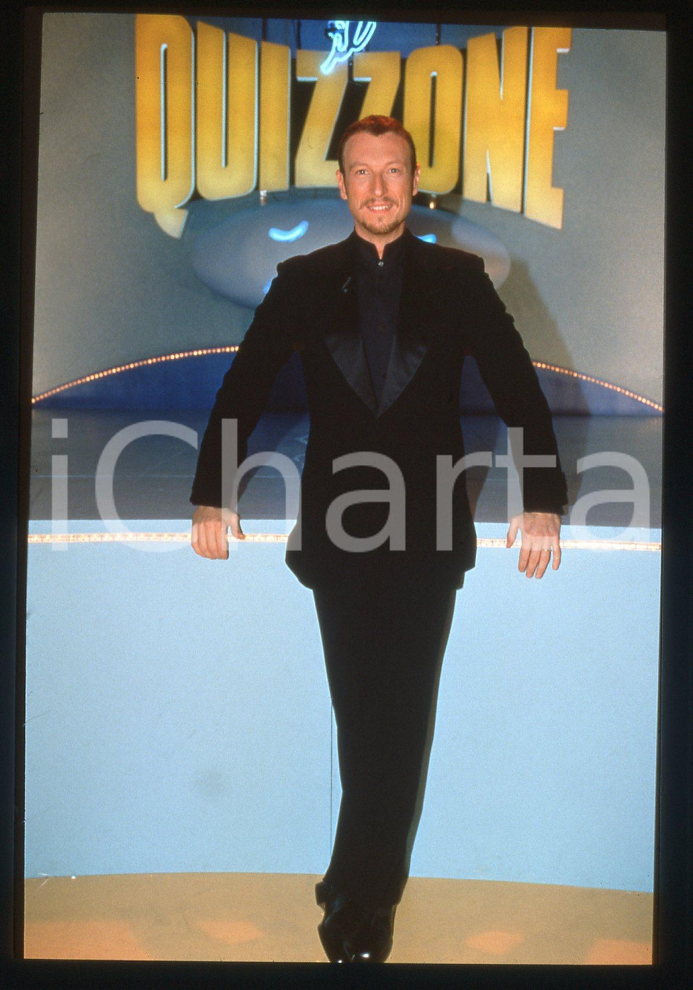 35mm vintage slide* 1998 ITALIA 1 AMADEUS conduce il programma IL QUIZZONE *4