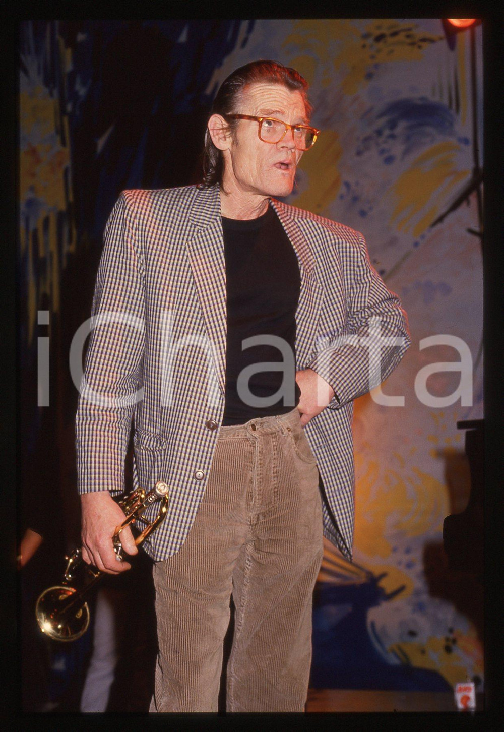 35mm vintage slide* 1988 ROMA (?) Chet BAKER ritratto durante un concerto (2)