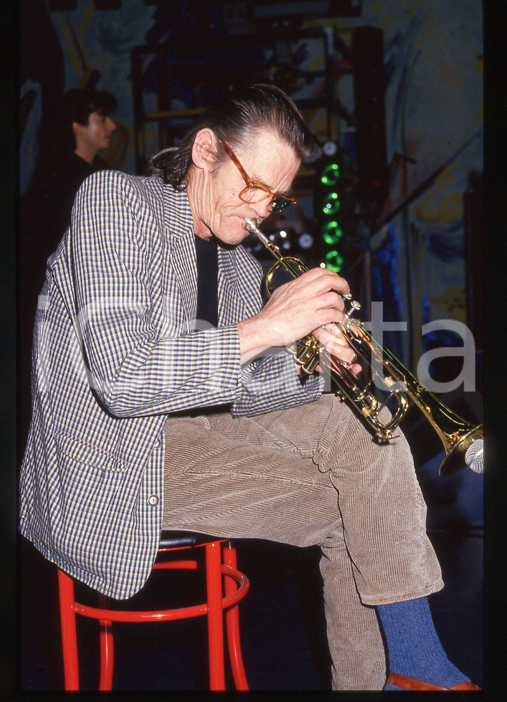35mm vintage slide* 1988 ROMA (?) Chet BAKER ritratto durante un concerto (4)