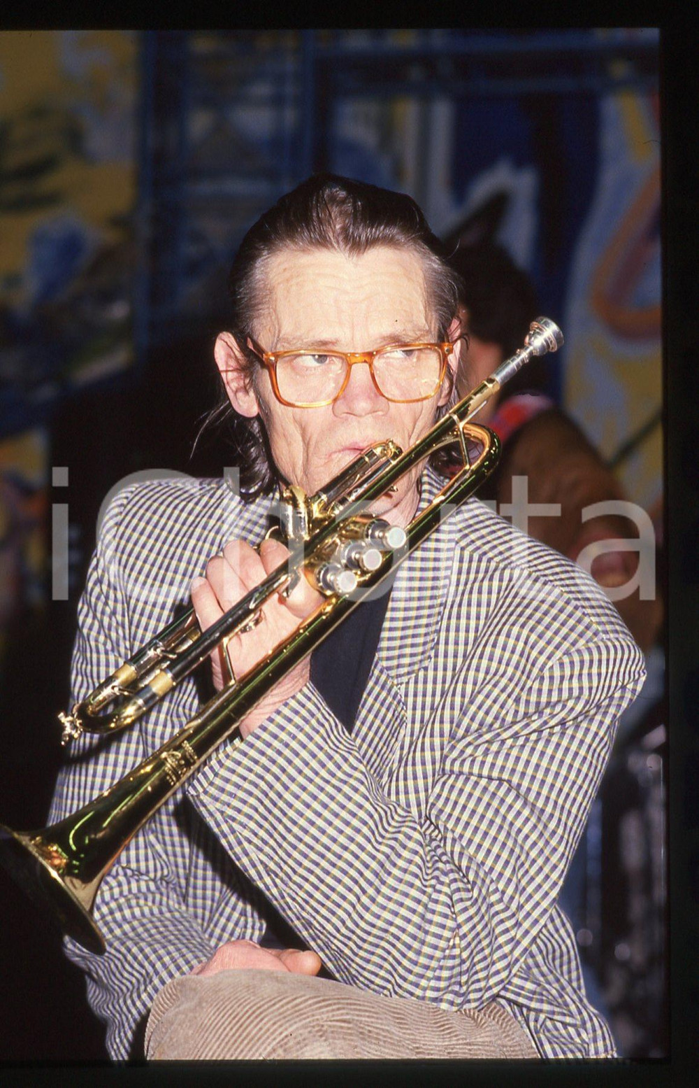 35mm vintage slide* 1988 ROMA (?) Chet BAKER ritratto durante un concerto (13)