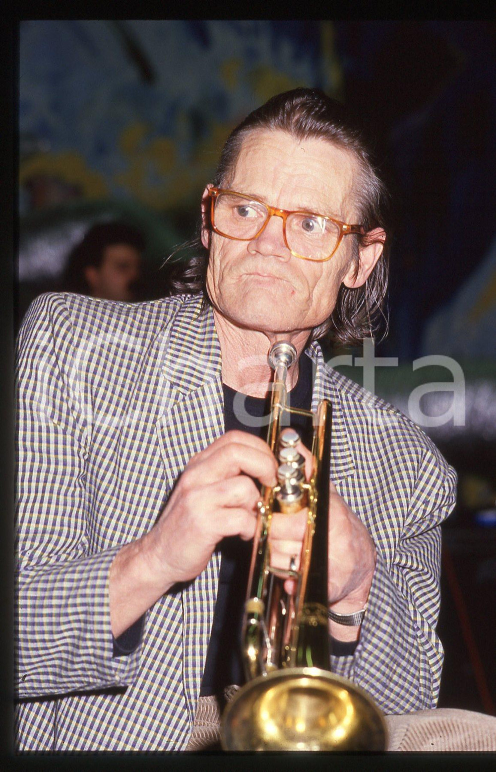 35mm vintage slide* 1988 ROMA (?) Chet BAKER ritratto durante un concerto (14)