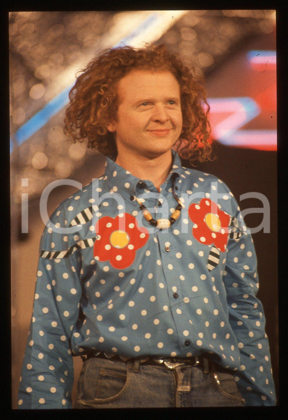 35mm vintage slide* 1985ca MUSICA Mick HUCKNALL dei SIMPLY RED Ritratto cantante