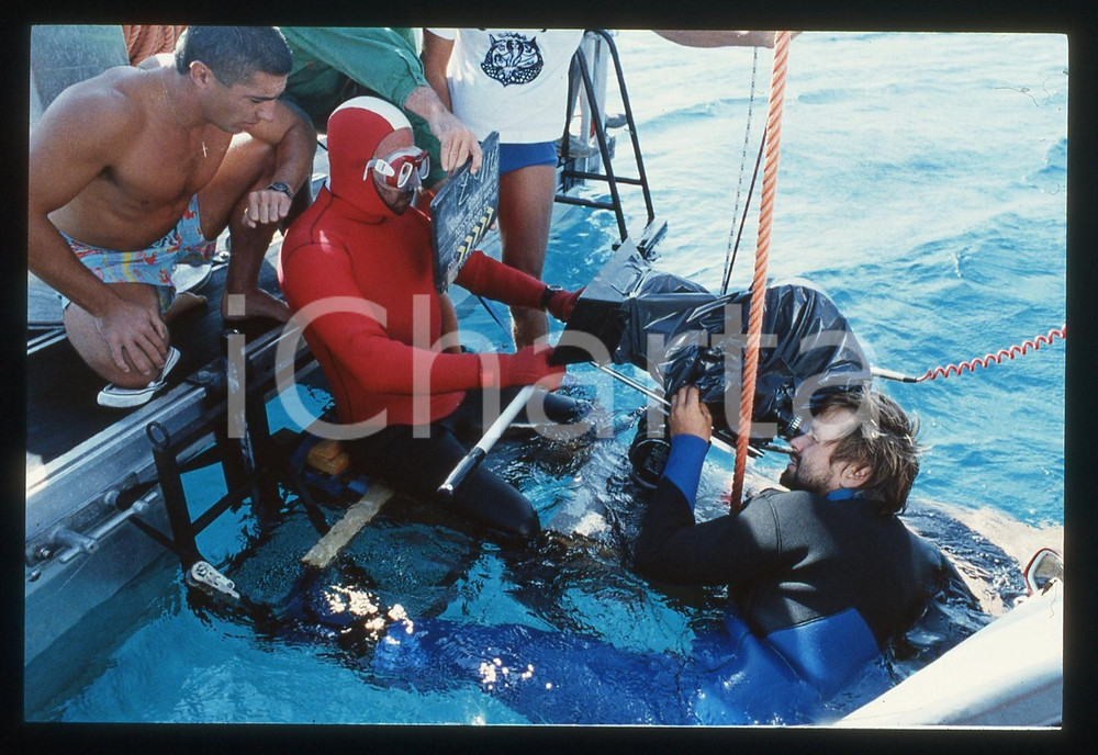 35mm vintage slide* 1988 LE GRAND BLEU Jean RENO durante le riprese del film