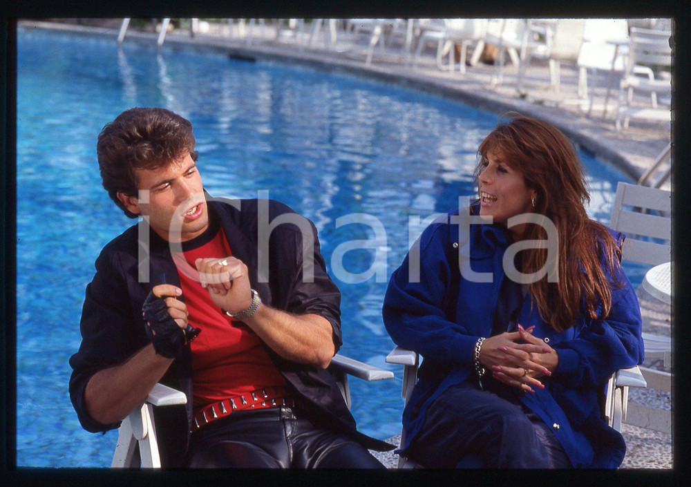 35mm vintage slide* 1985ca CINEMA Lorenzo LAMAS e Michele Cathy SMITH Ritratto 